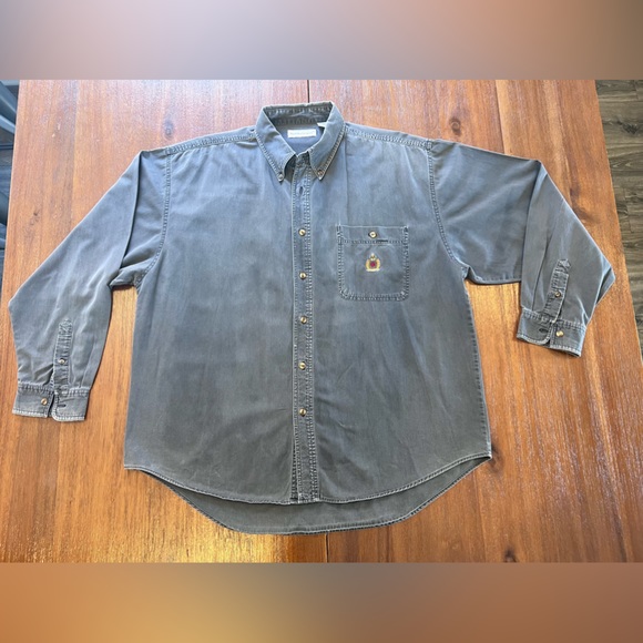 VTG 80’s Bugle Boy Company grey button up shirt. Size XXL fits like maybe XL - Picture 2 of 10